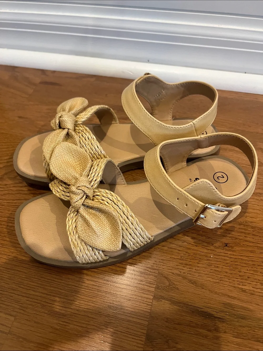 art class Braided Bow Ankle-Strap Sandals in Beige